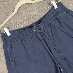 GAP Women Navy Blue Linen Blend Drawstring Waist Shorts Size L